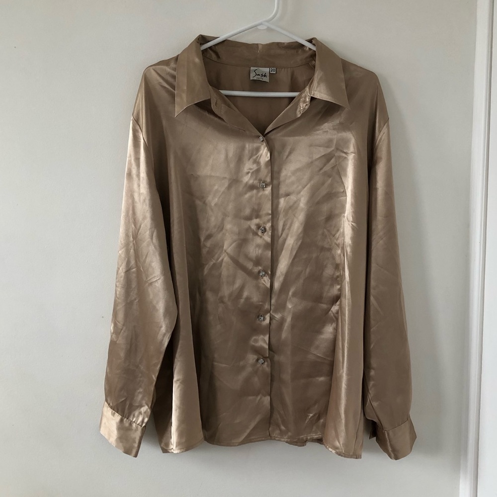Oversized gold button down dress shirt
